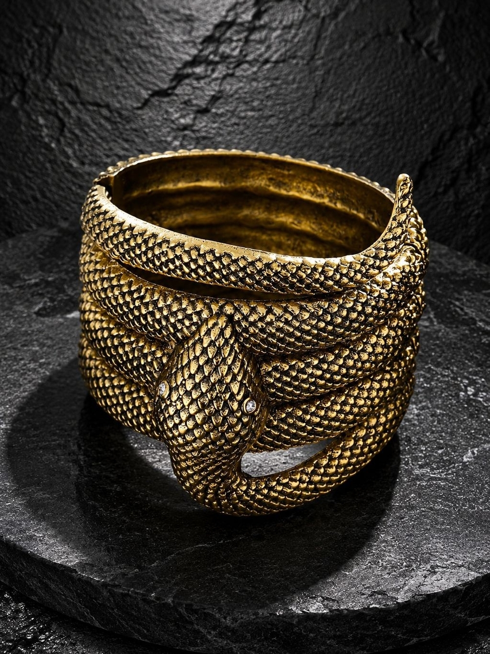 Vintage Gold Snake Coil Bracelet - Picture 2 of 4